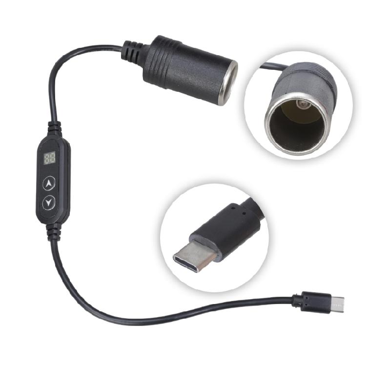 USB Type C To 5V9V12V15V24V Car Power Converters With Adjustable Voltages Digital Readout For Electronic Devices