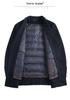 Men's Mid-Length Double-Sided Cashmere Coat with Detachable Down Liner, Casual Wool Suit for Middle-Aged