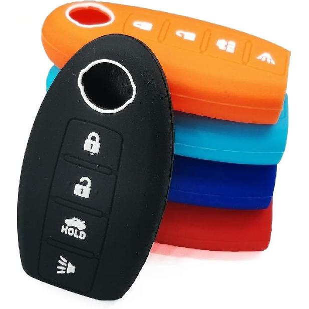 Sillicone Key fob Skin Key Cover Remote Case Protector Shell for Nissan Teana Murano Maxima Pathfinder Rogue Versa 370Z Sentra Altima Smart Remote 4