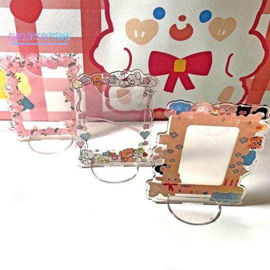 Skiltstativ Ornament - Akryl med uregelmessig bølgekant, Omgivende blomstermønster, 3-tommers album fotokortstativ, Husholdningsbruk