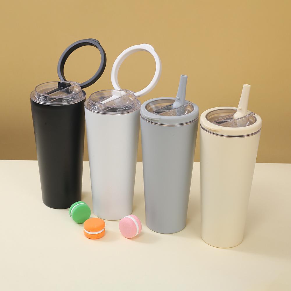Ring Handle 304 Stainless Steel Thermos Cup Office Folding Straw Cup High Value Random Cup