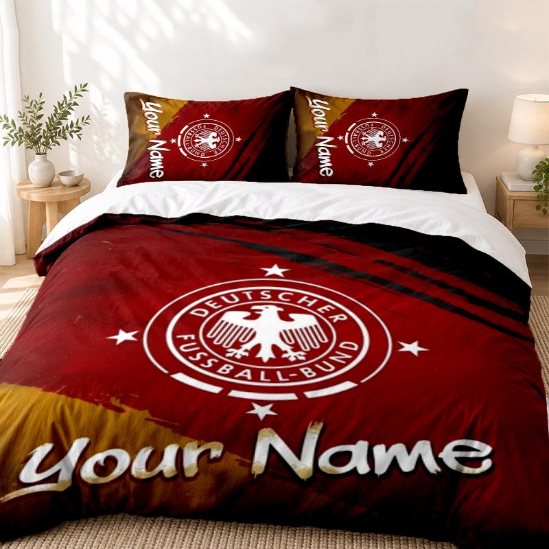 Germany national football team Custom Name 3pc set Perfect for bedroom use Comfortable bedding set includes a duvet cover and two pillowcases Ideal bi