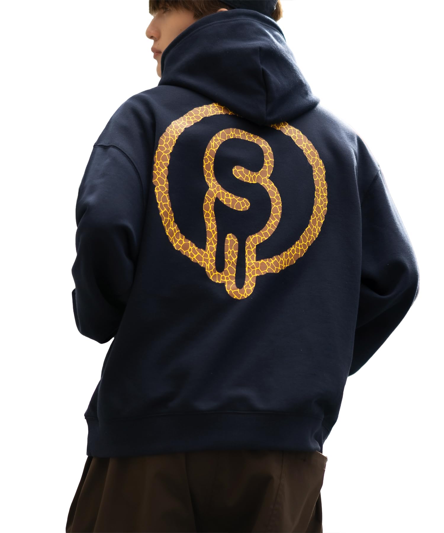 

IMPROMES SIDEWAYSTANCE Men s Giraffe Circle Logo Fleece Pullover Hoodie, Navy, 70411
