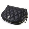 Excellent CHANEL Cosmetics Pouch COCO Mark Caviar Skin Matelasse Pouch Random Serial Black Used