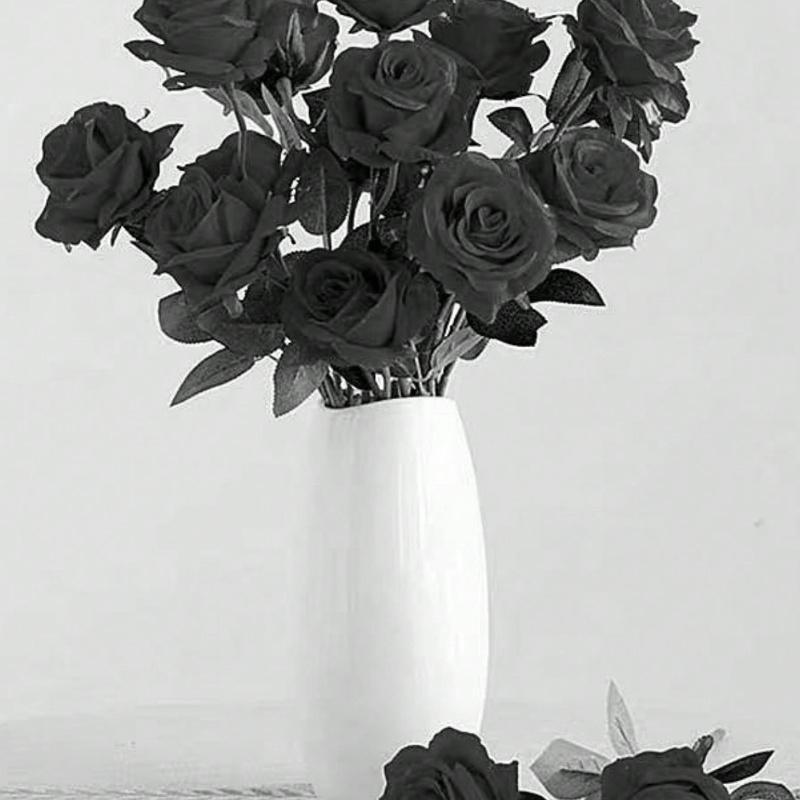 Sztuczne czarne róże na długich łodygach, z tworzywa sztucznego, nigdy nie więdną, odpowiednie na Walentynki, rodzinne przyjęcie weselne, atmosferę Halloween