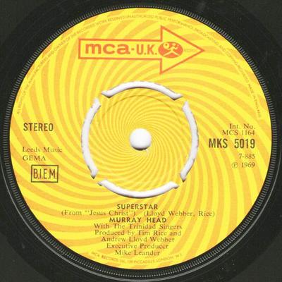7inch Record MURRAY HEAD, THE TRINIDAD SINGERS / - Superstar / John Nineteen Forty-One MKS5019 MCA U.K. 1969 UK Rock Used