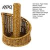Brown Plastic Paper Stand Imitation Rattan Toilet Holder, Round Woven Towel Dispenser, Upright Roll Dispenser Boho Tissue Organizer for Bathroom