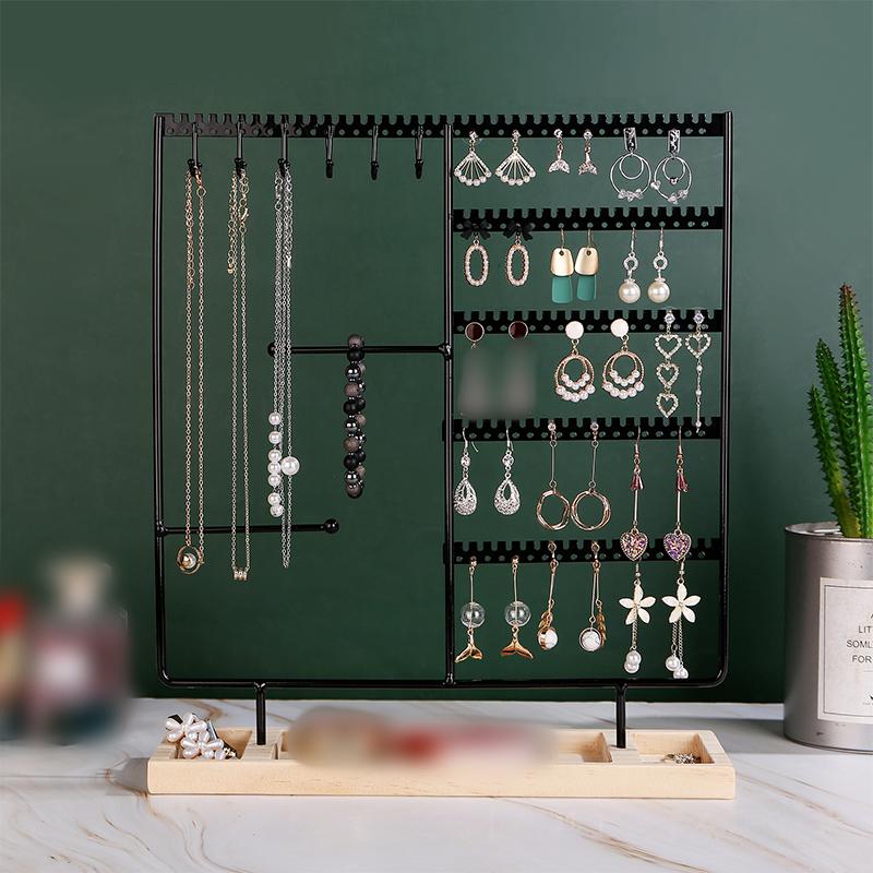 

Jewelry Display Rack Earrings Ring Necklace Watch Jewelry Shelf Organizer Bracelet Stand Holder Hooks Home Storage Organizer