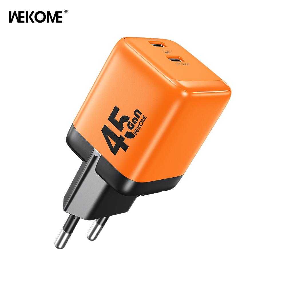 

WEKOME 45Wcc Gallium Nitride Charger WP-047 (European Standard) Dual-Port Fast Charging 45W GaN Charger EU помаранчевий