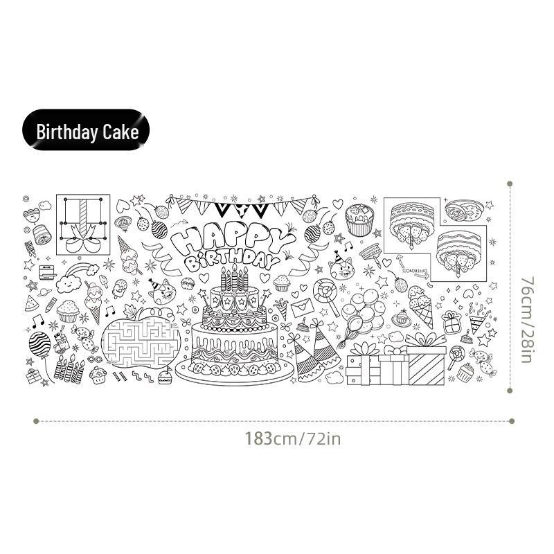 Disposable Cartoon Paper Tablecloth for Kids Coloring Birthday Party Birthday Cake