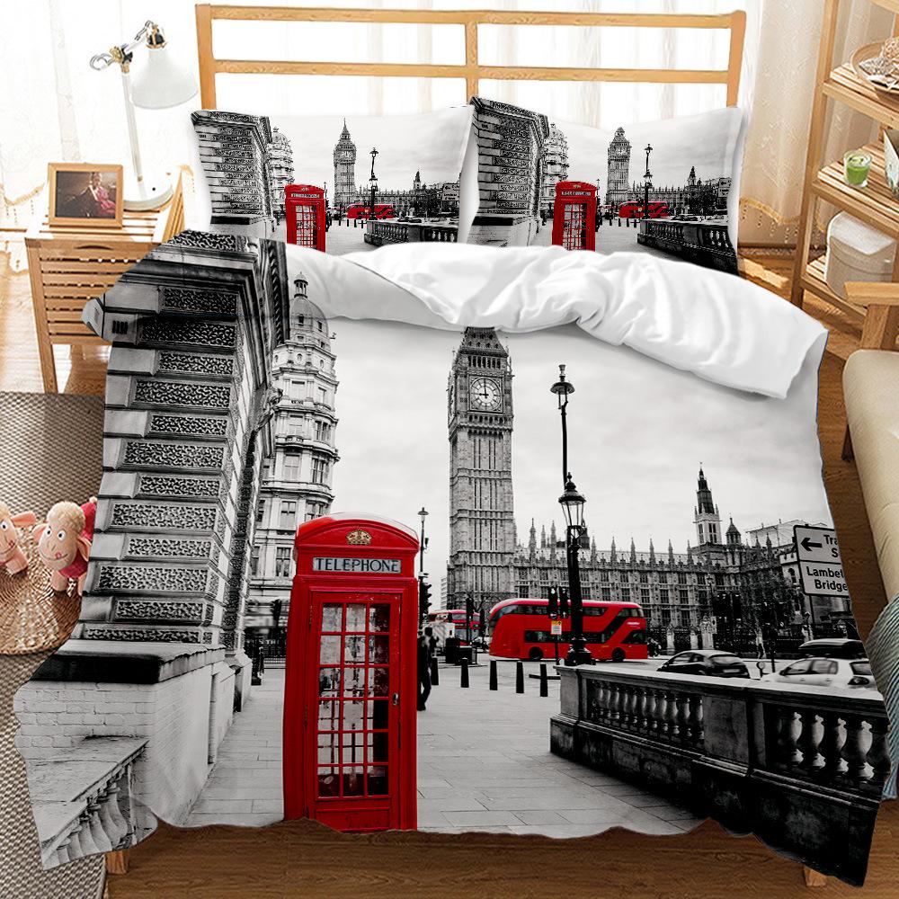 Building Three-Piece 3D Digital Printing Bedding Quilt Cover