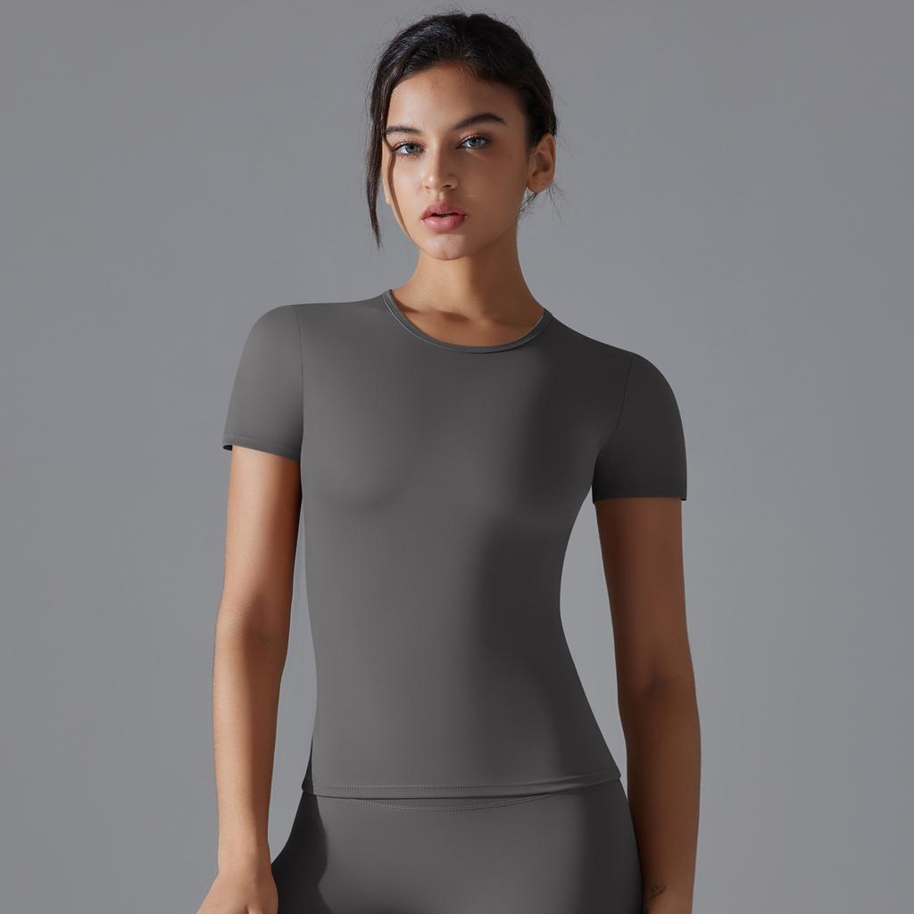 Nessaj Slim Women Short Sleeve Shirts Summer Short Sleeve Top Elasticity Casual T Shirts