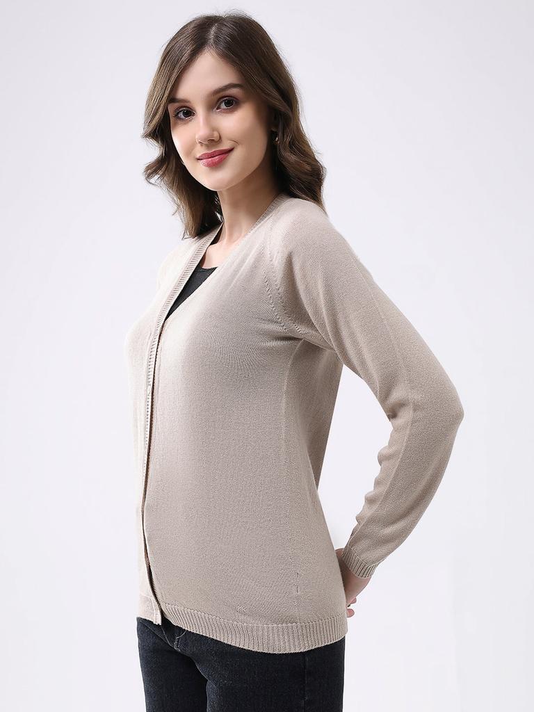 MONTE CARLO Womens Regular Fit Solid Cardigan