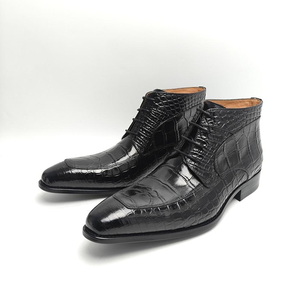 Fashion Business Fashion Men's Ankle Boots Autumn Luxury High Grade Printing Design Business Dress Shoe Genuine Leather Zipper Man Boot