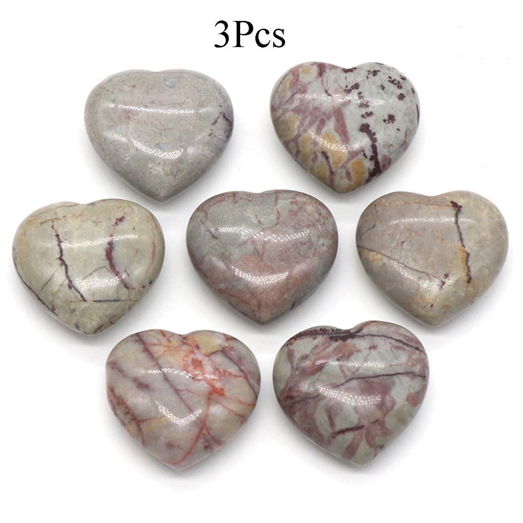 3Pcs, Assorted Natural Crystal Heart Stones Bulk Polished Healing Crystal Hearts for DIY Jewelry, Meditation, Reiki & Valentine's Day Gifts