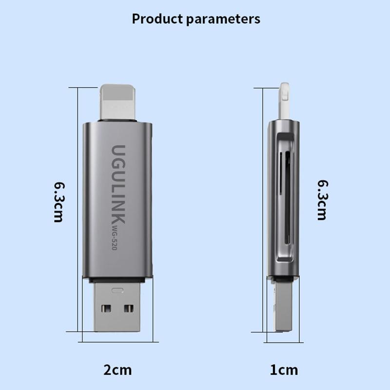 Passer for Apple-mobiltelefonkortlesere, USB3.0-kortlesere SD-kort, TF-kortlesere, skallkortlesere i aluminiumslegering, høyhastighets.
