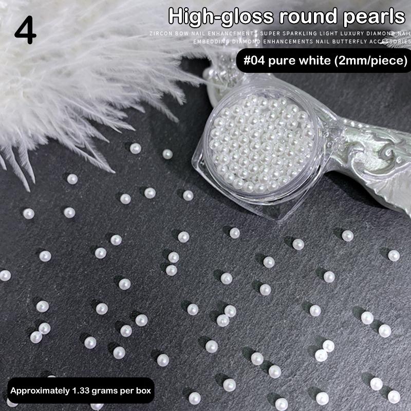 1 Scatola di Perle Stereoscopiche Mini Perle Rotonde Accessorio Decorativo per Pittura Unghie Patch Diamante per Unghie