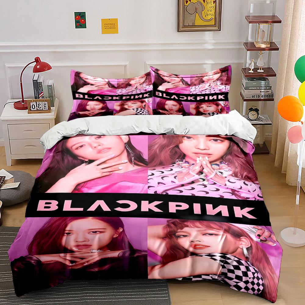 Portraits and "BLACKPINK" logo. Bedding sets Duvet cover sets Duvet covers Pillowcases(1*Duvet Cover 2*Pillowcases without duvet insert)