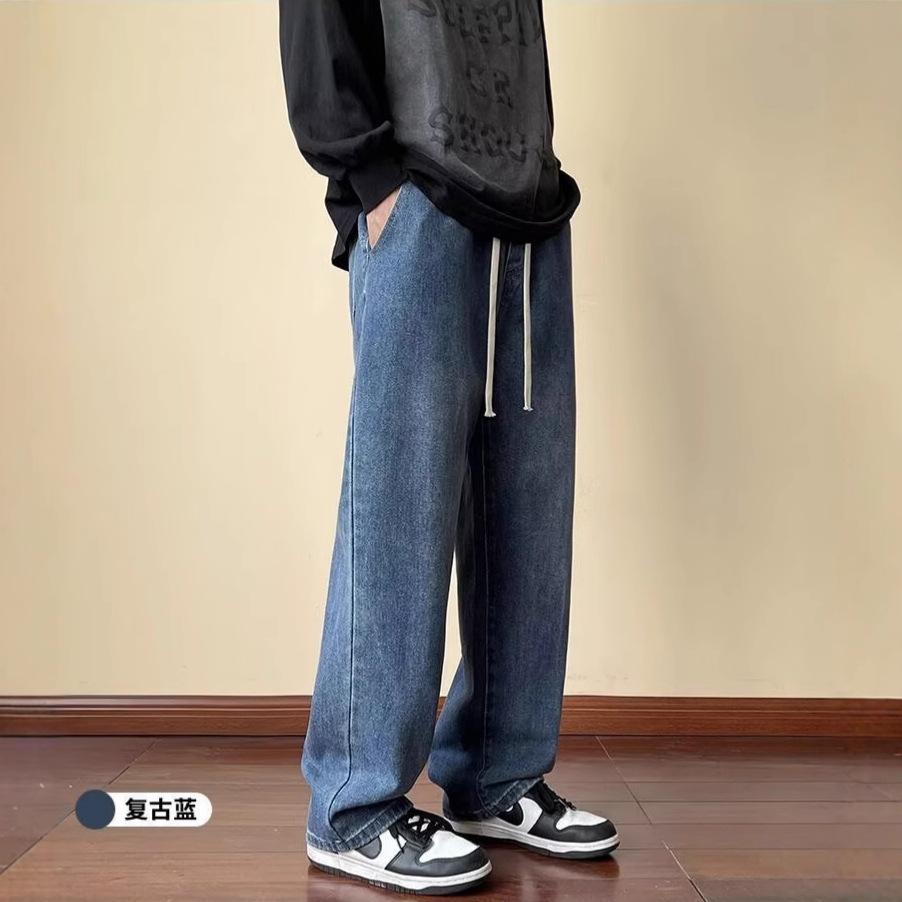 

JYL Men s Mud Dyed Jeans Spring Autumn Vintage Loose Wide-Leg Straight Denim M спаржевий