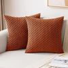 Green Pillow Covers Spring Decorations Boho Striped Corduroy Throw Pillow Cases Soft Plush Farmhouse Couch Cushion Case 45x45CM