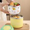 JUSTINLAU Thermos Bento Box Cartoon Double Layer Stainless Steel Lunch Box Office Workers Students Portable Food Container