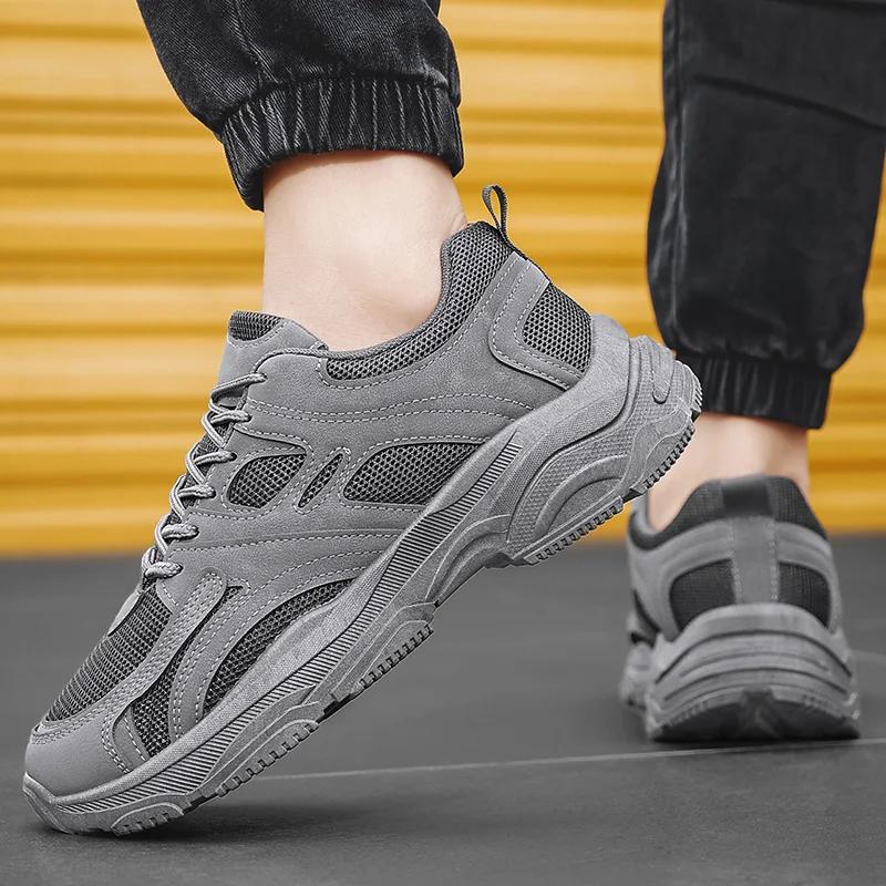 2025 New Men's Sports Shoes Fashion Mesh Breathable Casual Shoes Outdoor Comfortable Thick Bottom Non Slip Tennis Shoes