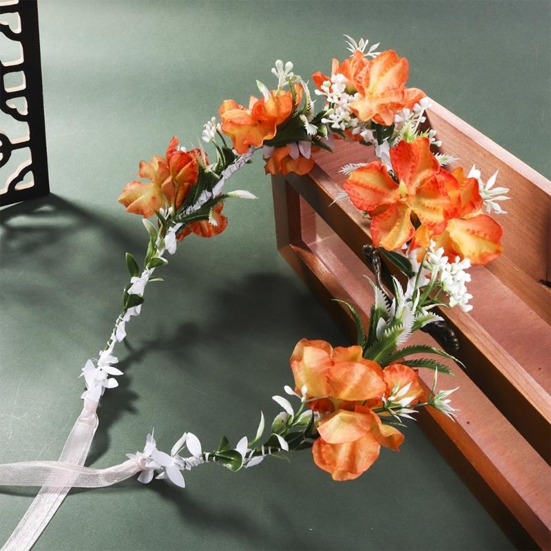 Pastoral Flower Shape Headband for Traveling Taking Photo Spring Girl Ethnic Hair Hoop Wedding Party Bride Hairband