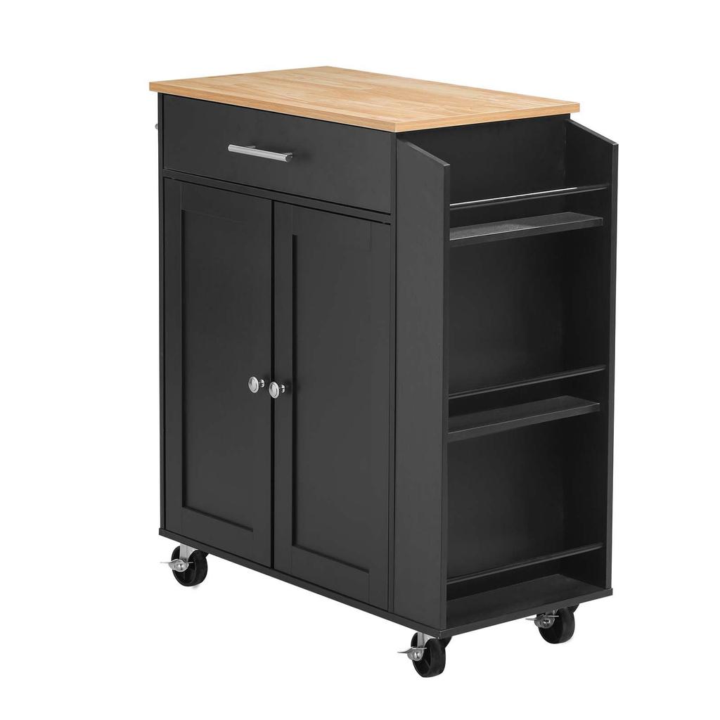 VEVOR Carrello Isola Cucina con Contenitore, Largo 795 mm Isola Mobile con Ruote Girevoli, con Cassetto, Armadietto, Porta Spezie/Porta Asciugamani