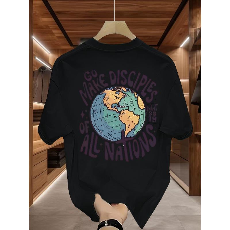 Global Mission Crewneck T-Shirt, Promoting World Peace and Unity, Conveying Positive Energy M чёрный
