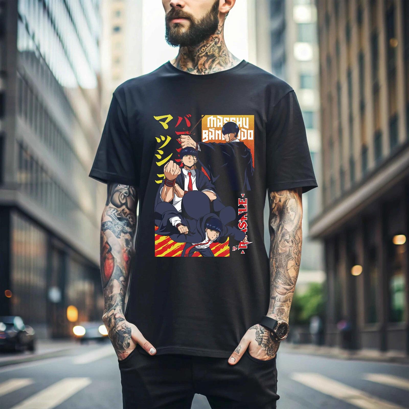 

100% хлопок ТОПЫ UNISEX ФУТБОЛКИ МУЖСКИЕ ЖЕНСКИЕ Mashle Футболка Магия и Мускулы Маш Сливочная Заварнушка Кавай Аниме Подарок Футболка 480 M чёрный