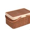 Bamboo Basket Woven Picnic Egg Storage Holder Sturdy Portable with Lid and Handle for Bread