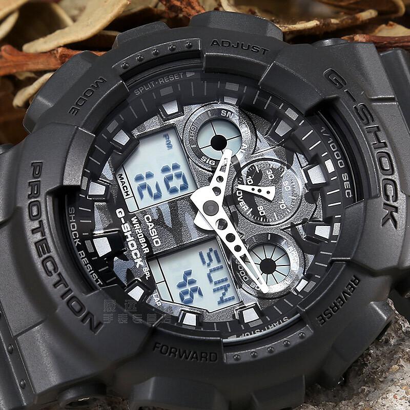 Casio LCD/Pointer Dual Display Series G-SHOCK Series Black Samurai Multifunctional Trendy Classic Sports Quartz Resin Strap Japanese and GA-100CF-8A