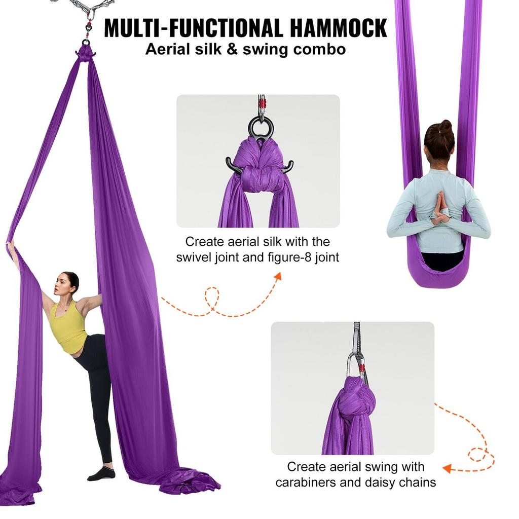 Aerial Silk & Yoga Swing, 8.7 Yards, Aerial Yoga Hammock Kit with 100gsm Nylon Fabric, Full Rigging Hardware & Easy Set-up Guide, Antigravity Flying