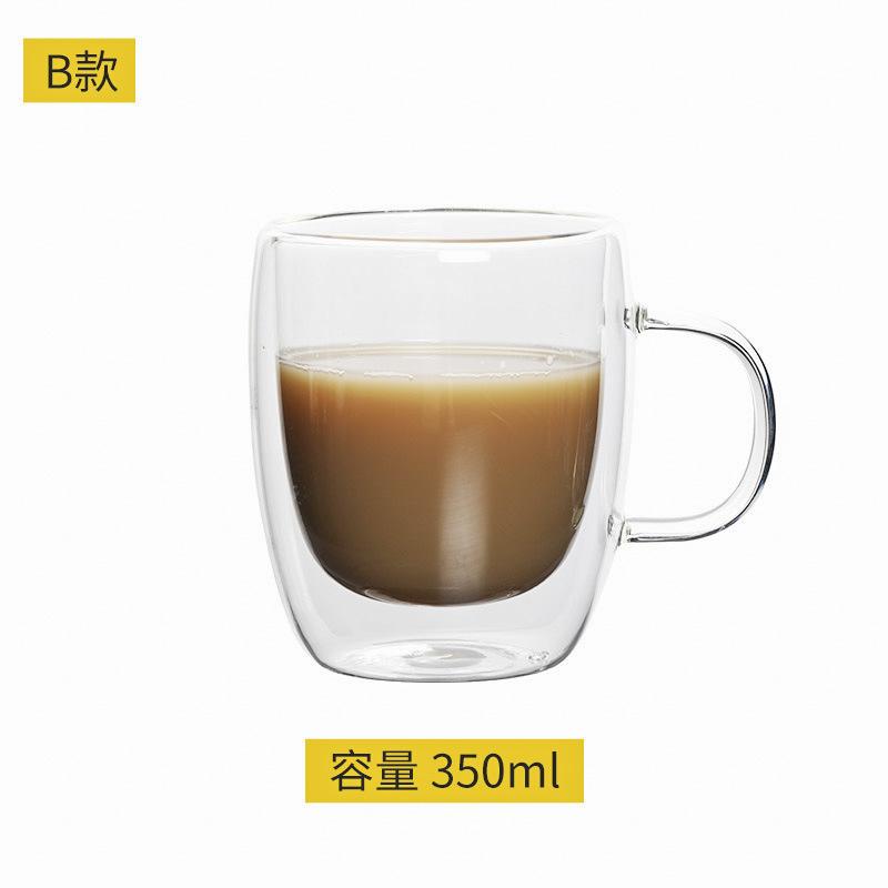 Cold Drink Milk Cup With Handle, Coffee Cup, High Temperature Resistant Double-Layer Heat Insulation Household Transparent Glass