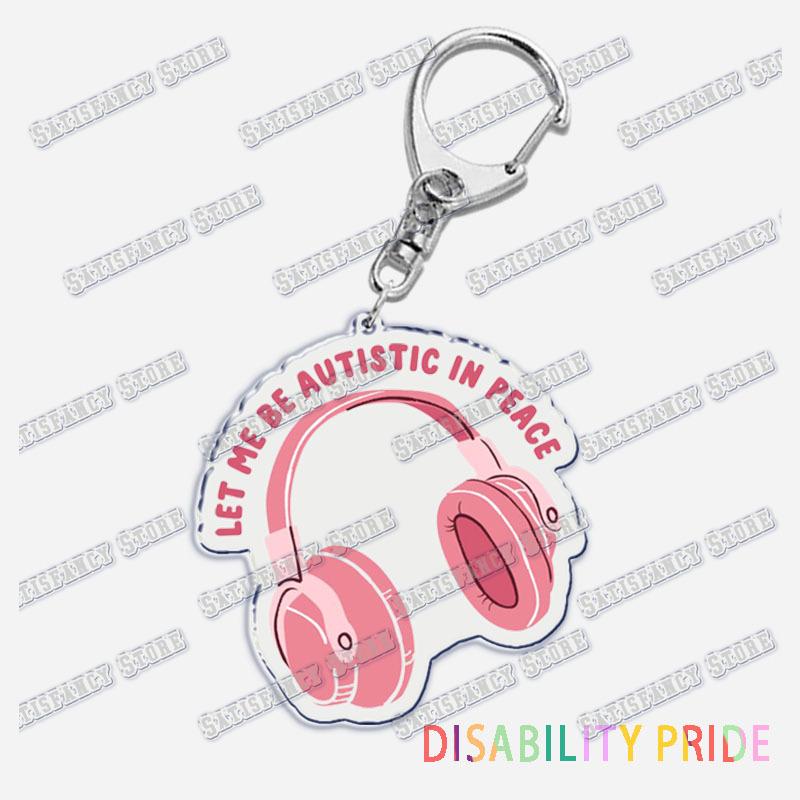 Disability Pride Key Chain Keychains Ring for Accessories Bag Pendant Keyring Jewelry Autism Festival Support