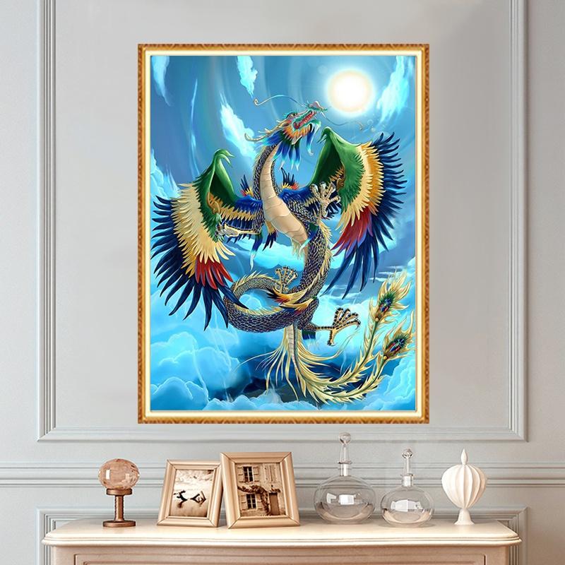 Full Drill Diamond Painting Cross Stitch Sun and Dragon 5d Diamond Mosaic Art Diamond Embroidery Animal Rhinestone Picture