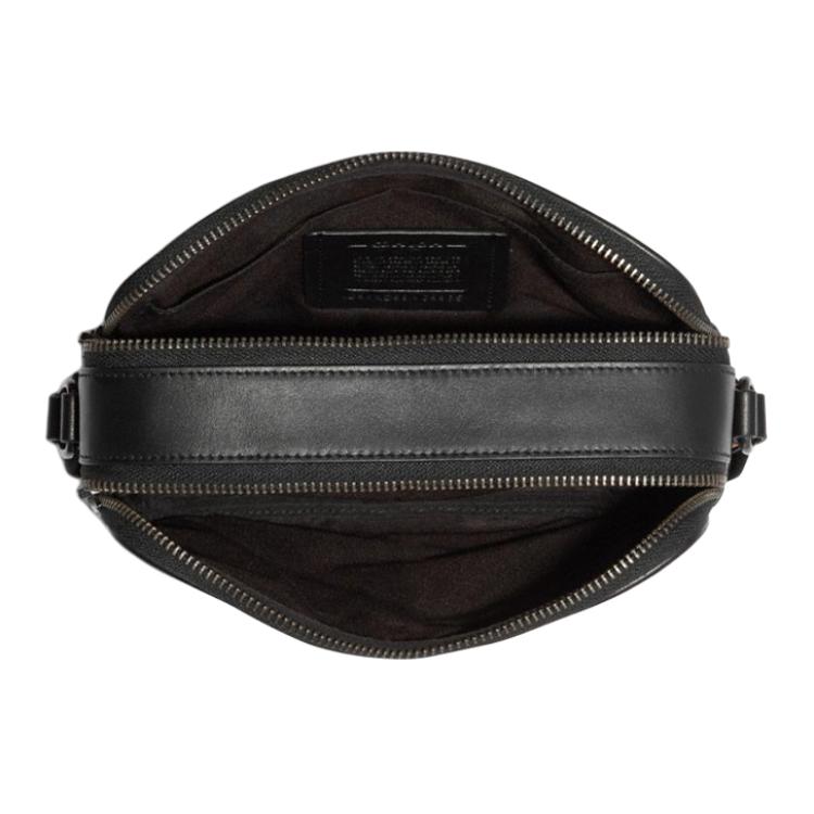 Coach Graham 25 Classic Monogram Striped Color Block Zipper Camera Bag Men Shoulder Bag Black Dark-Brown C9965-QBMAA