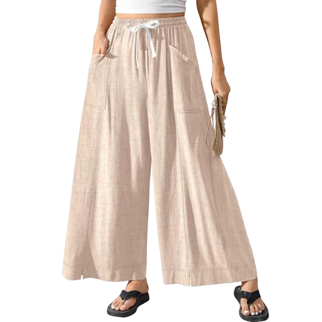 Women s Casual Fashion -Color Loose Straight-Leg Pants L