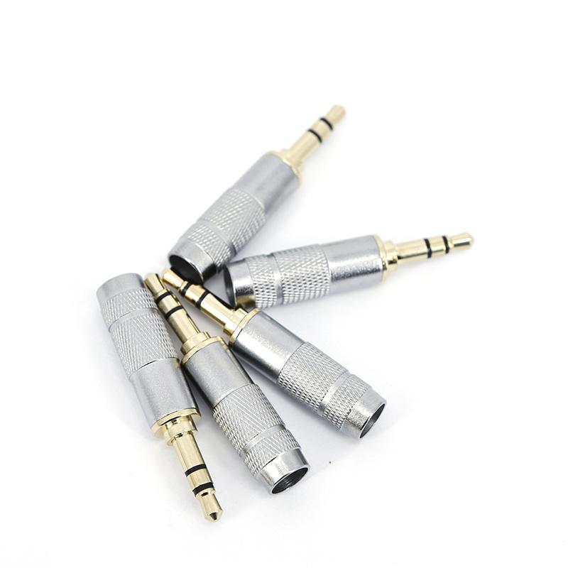 Gold Plated Silver 3.5mm 3 Pole Stereo Male Repair Headphone Jack Plug Cable Audio Headphones Connector Wire Soldering Cover