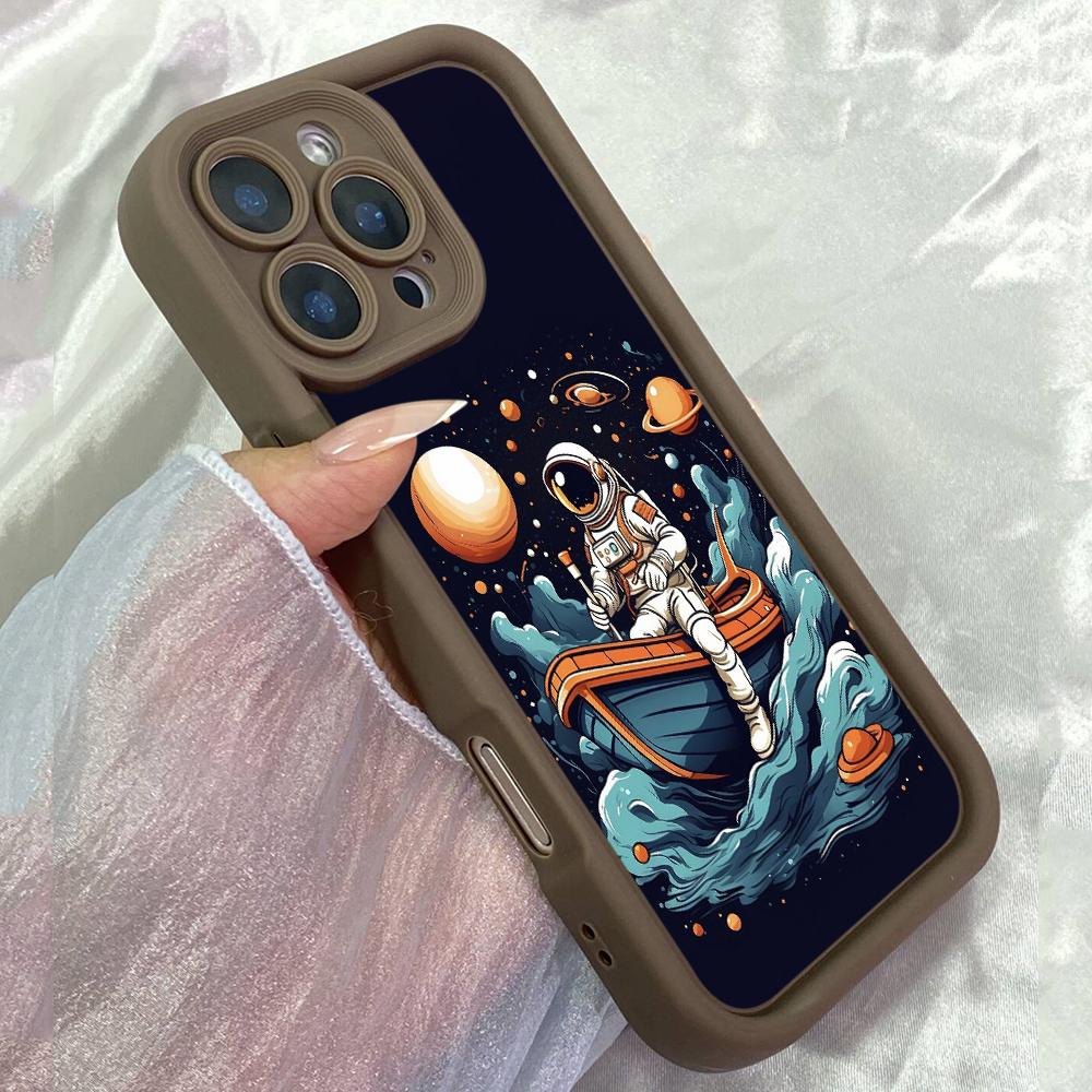 JT36 Astronaut im Boot Telefon für iPhone 17 16 Pro Max Samsung S26 S25 Ultra A17 A16 A07 Xiaomi 15T Redmi Note 14 Pro Plus Weiche TPU Hülle Abdeckung