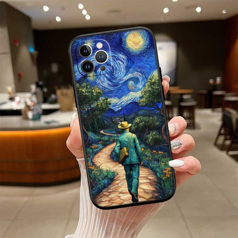 

RE55 Starry Night Van Gogh Painting Case for Samsung A11 A12 A13 A15 A52S A53 A55 A56 A70 A71 A72 A73 F06 F16 F56 S10 Plus S10e Galaxy A15 5G