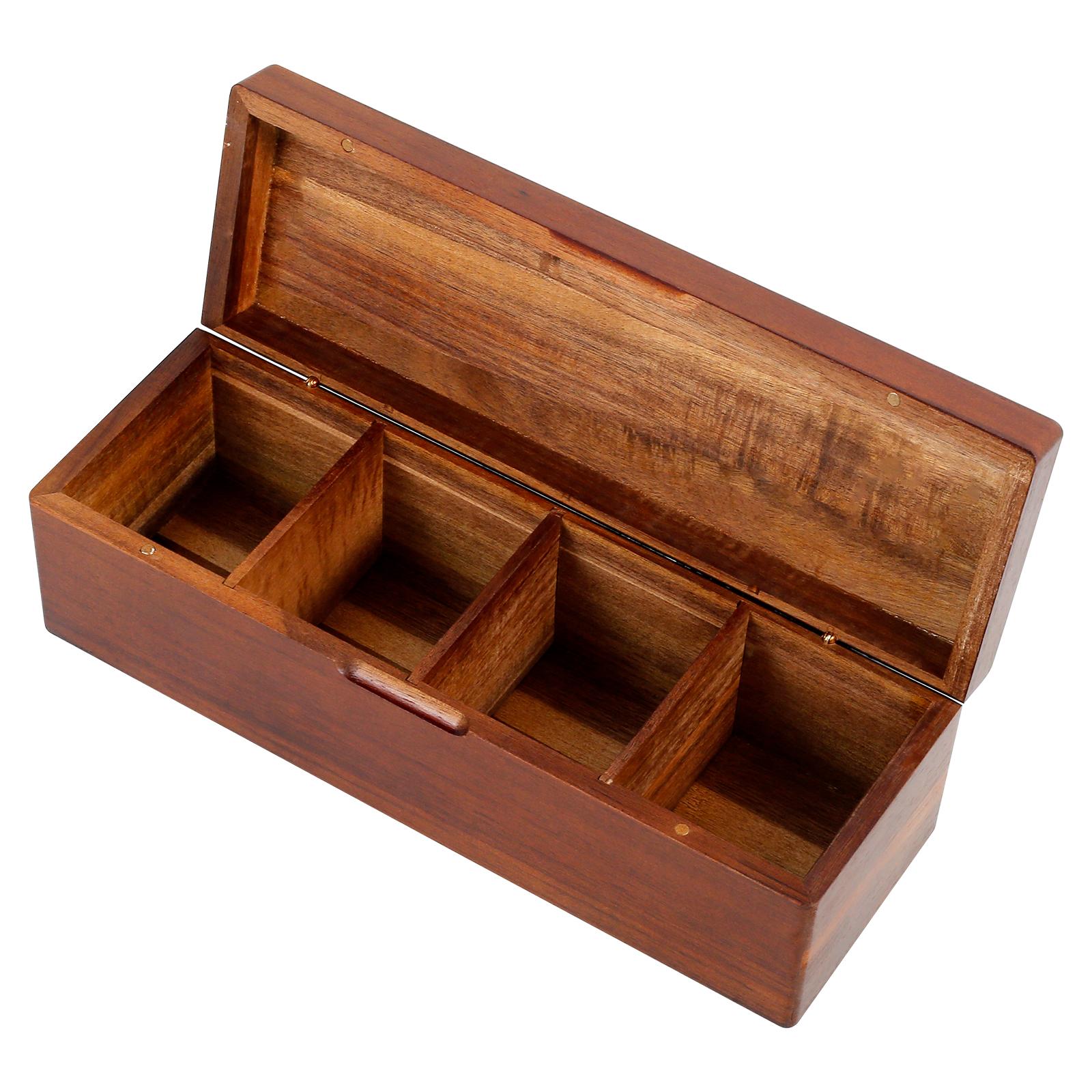 

Wood Tea Bag Organizer Box with Lid 4/8 Compartments Retro Wood Storage Organizers Teabag Holder Containers Teabox Organizador