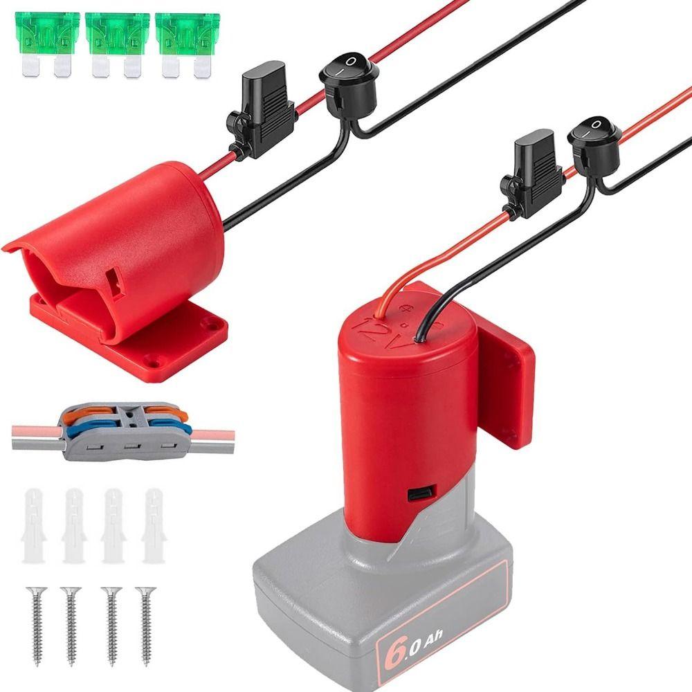 Fuse Battery Adapter 12AWG Wire Battery Conversion Kit Power Connector for Milwaukee M12 Robot