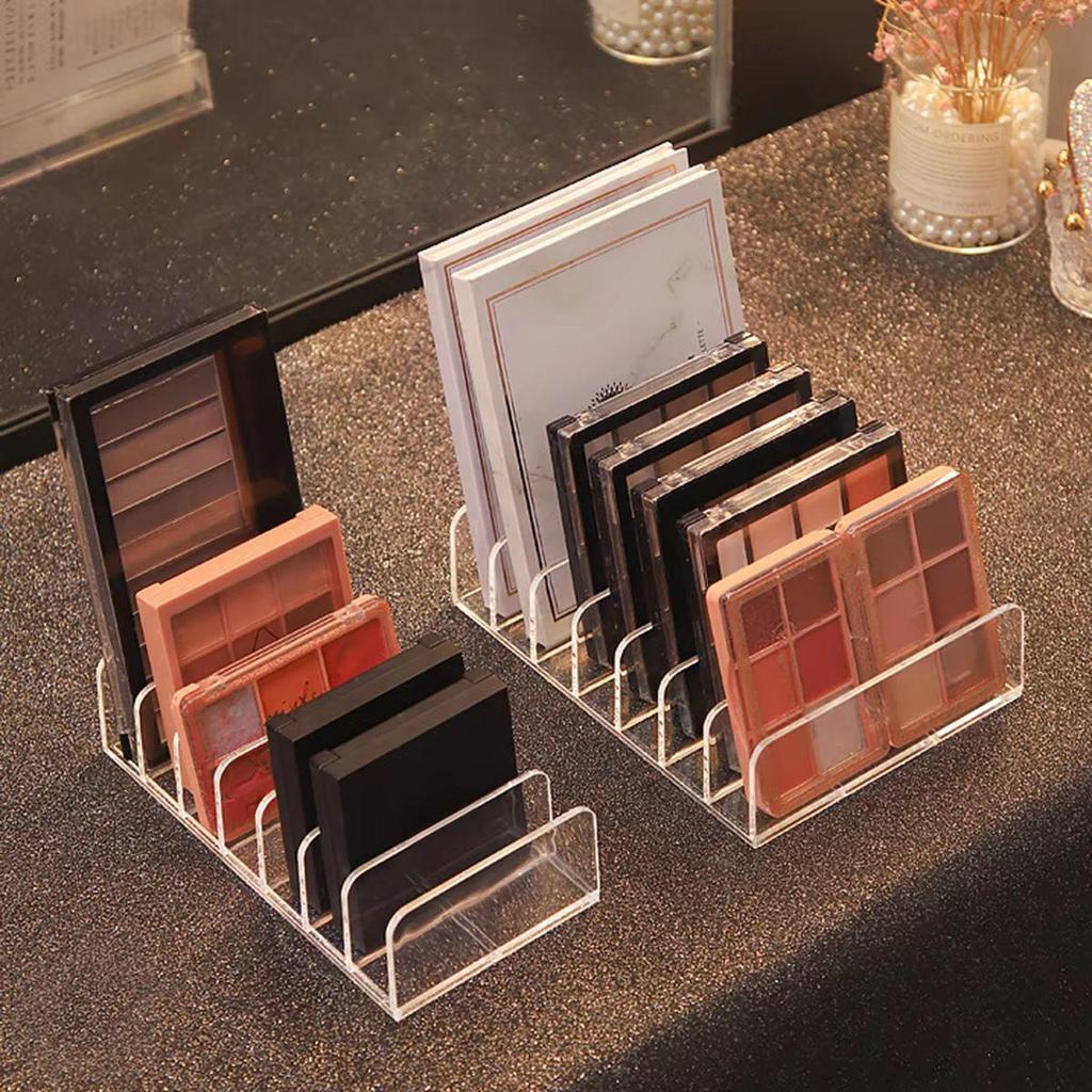 7-Compartment Transparent Makeup Organizer for Eyeshadow Palette and Cosmetics, Vanity Table and Bathroom Countertop Storage Box
