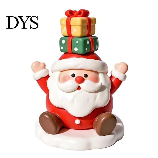 Vivid Christmas Collectibles for Display Resin Figurine, Cute Clay Style Santa Snowman Gingerbread Man Exquisite Craft Shelf Statue, Festive