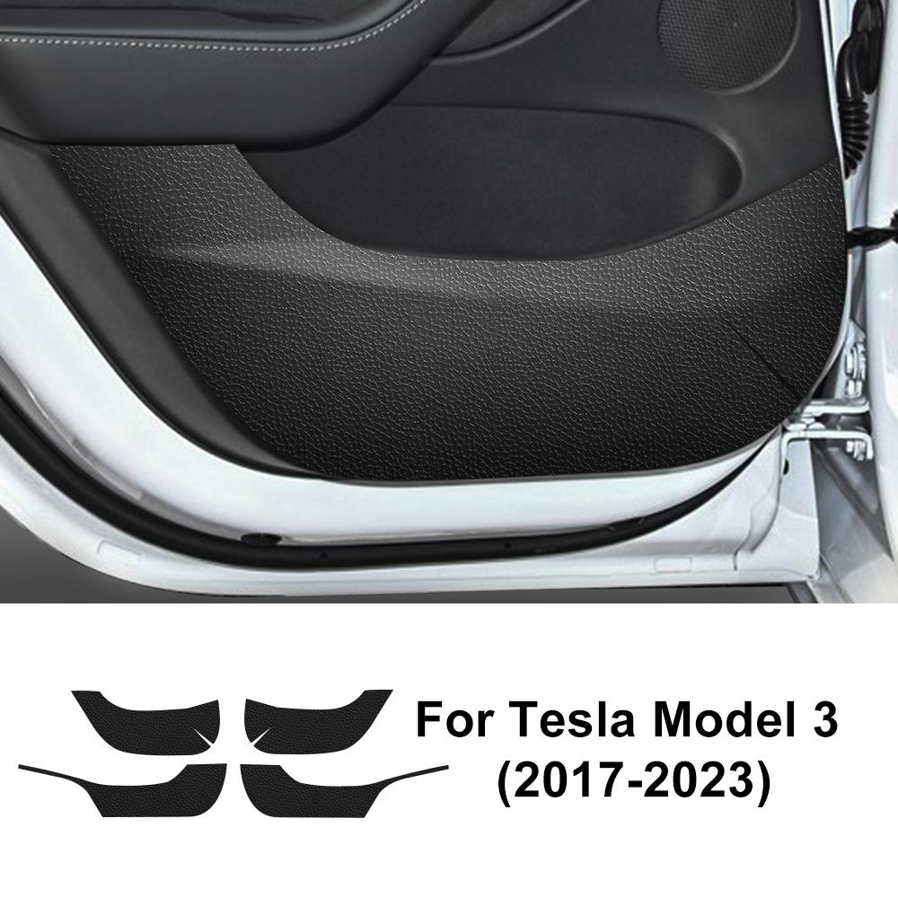 Suede Leather Anti-Kick Door Sticker for Tesla Model 3 Model Y 2017-2026 Interior Protection
