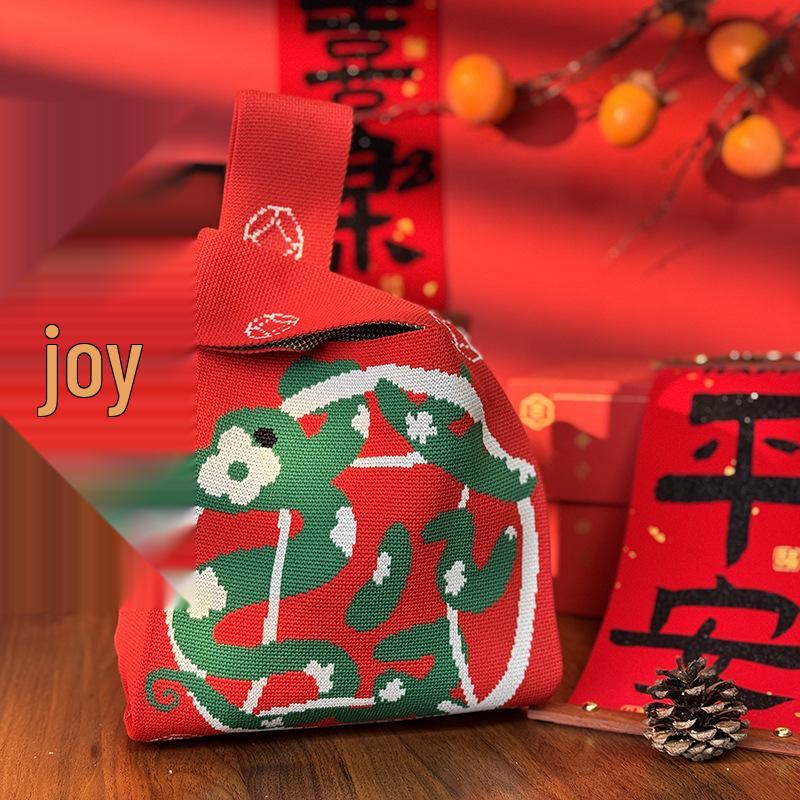 Red Auspicious Year of the Horse Knitted Wristlet Handbag - Joyful Souvenir for Weddings & Housewarming