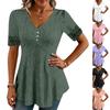 Womens Spring Tops V Neck Eyelet Short Sleeve Summer Shirts for Women Casual Loose Fit Dressy Tops for Women