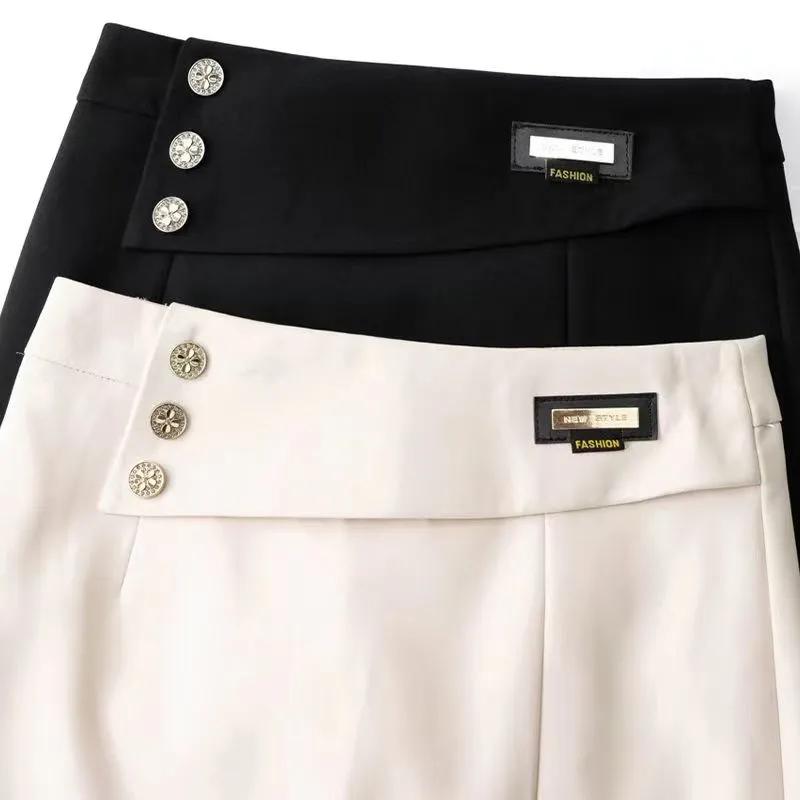 Women's Spring and Summer Solid Color High-waisted Split Half-body Skirt Ladies Commuter Elegant Package Hip A-line Skirt