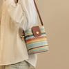 Bag Summer Trend Fashion Rainbow Stripe Woven Messenger Bag Niche Contrasting Color Design Bag